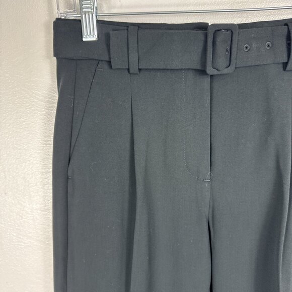 J.Crew Women's 0 Petite Belted Straight Leg Pleated Pant Black NWT - Picture 4 of 10